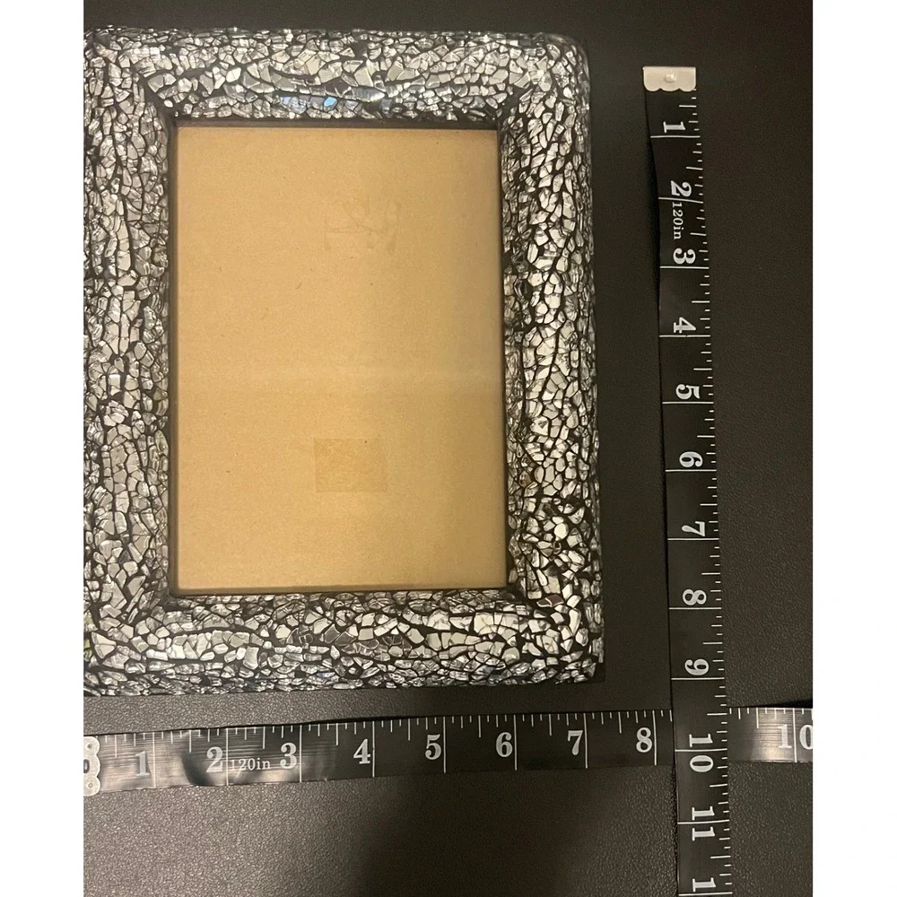 Mosaic Picture Frame Unisex 4x6 Silver Excellent Cracked Glass Mirror